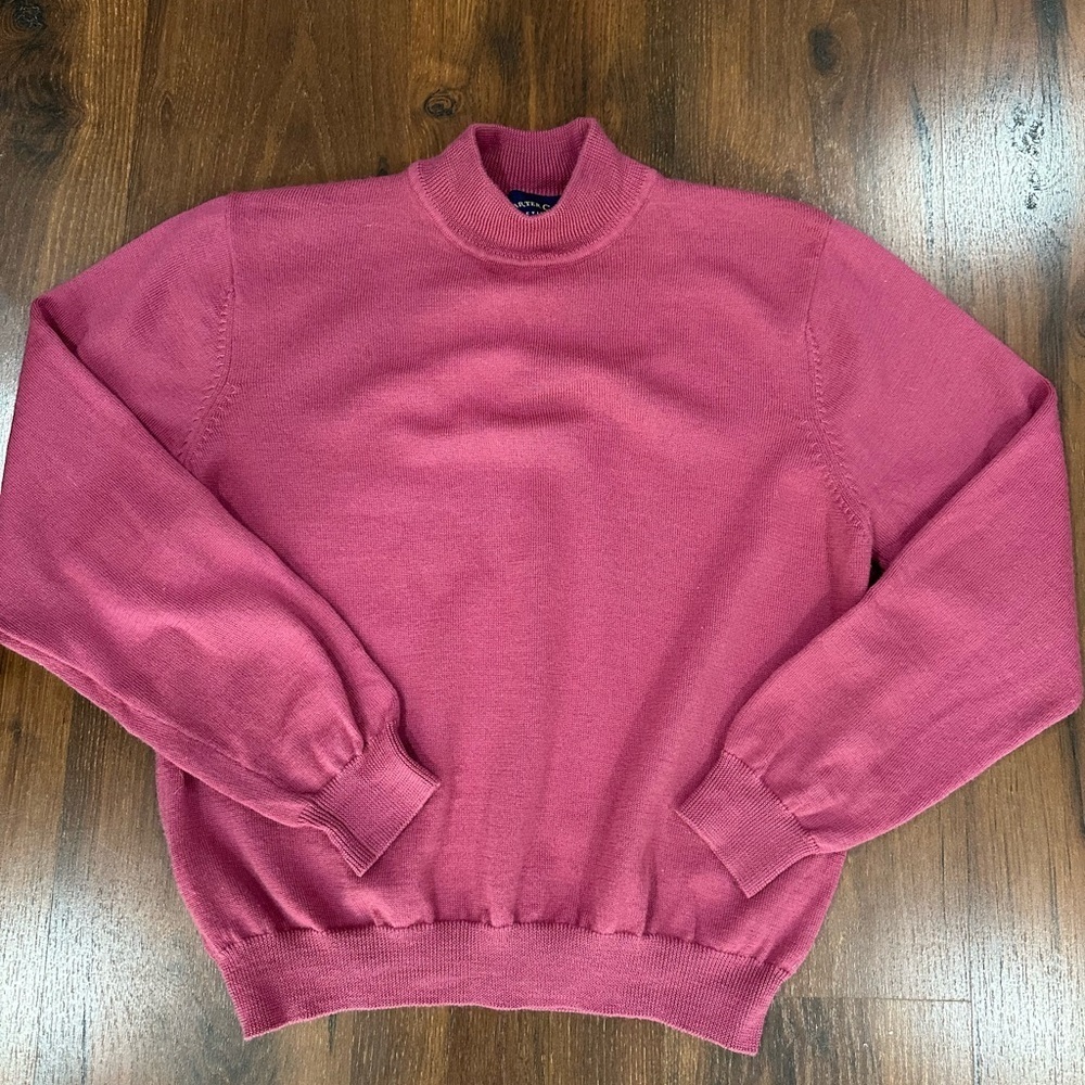 Charter Club Petite 100% Pure New Wool turtleneck sweater Sz L Raspberry pink
